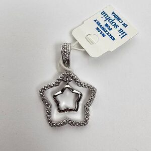 Lia Sophia Star Pendant Double Open Textured Smooth Silver Tone Metal Reversible